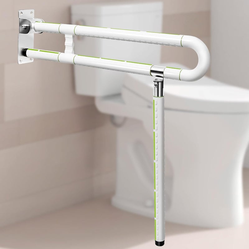 CALEPTONG 29.5 Inch Toilet Grab Bar - Foldable Toilet Safety Rails for Seniors, Flip-Up Handicap Grab Bars with Anti-Slip Texture Grip for Elderly, Pregnant, Disable, Injury - Image 1